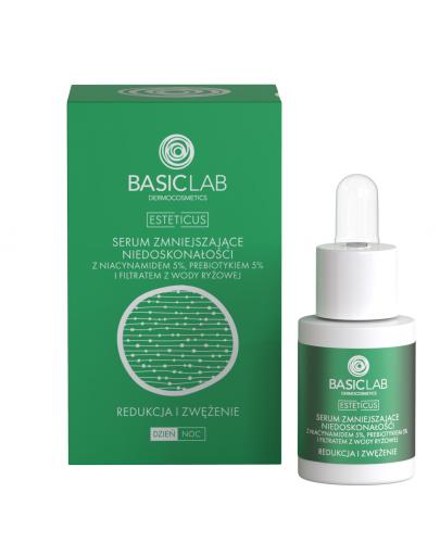 BasicLab Dermocosmetics Esteticus Serum zmniejszające niedoskonałości z Niacynamidem 5%, Prebiotykiem 5% i filtratem wody ryżowej Redukcja i Zwężenie dzień/noc, 15 ml  zdjęcie