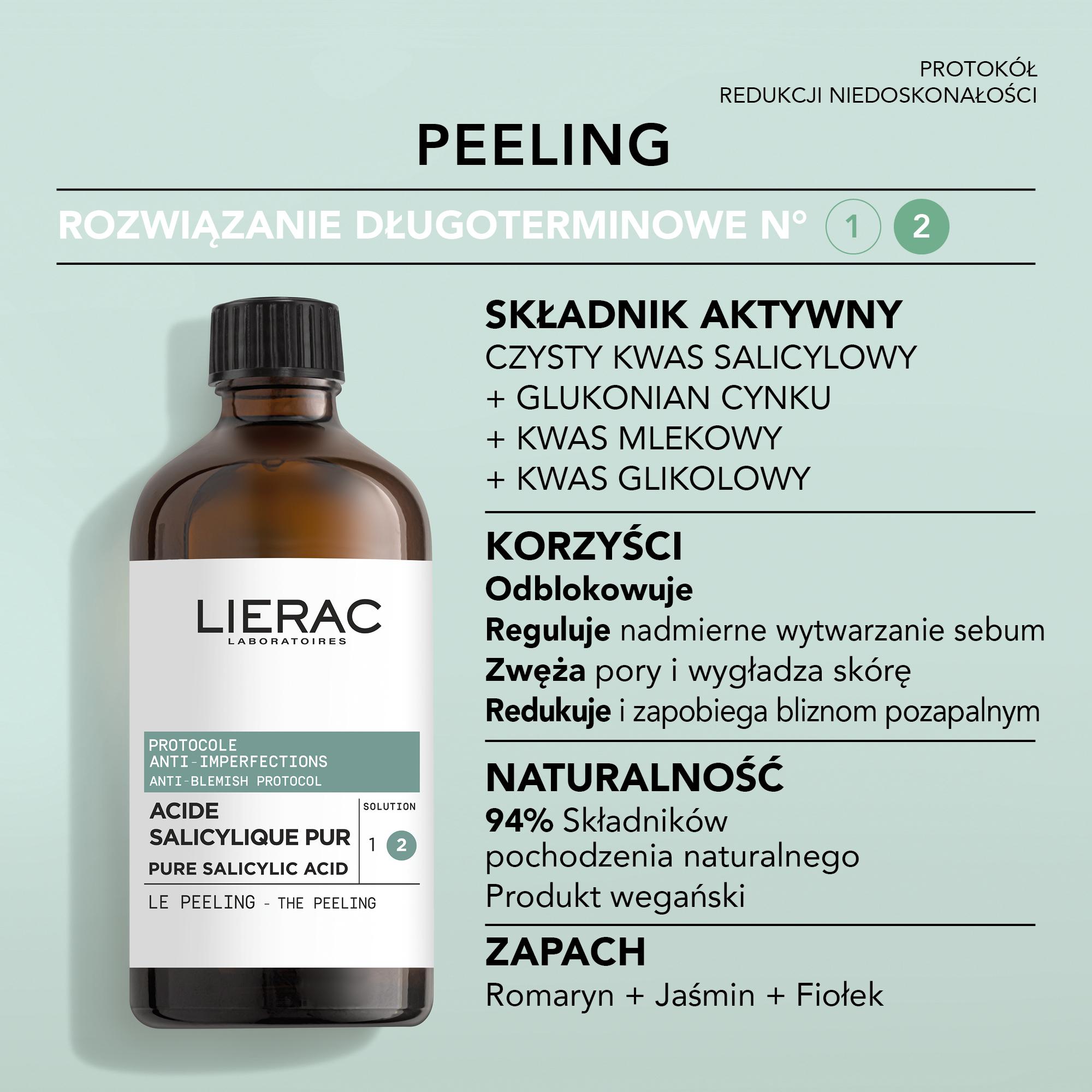 Lierac Protocole, Peeling Czysty Kwas Salicylowy, Redukcja Niedoskonałości, 100 ml