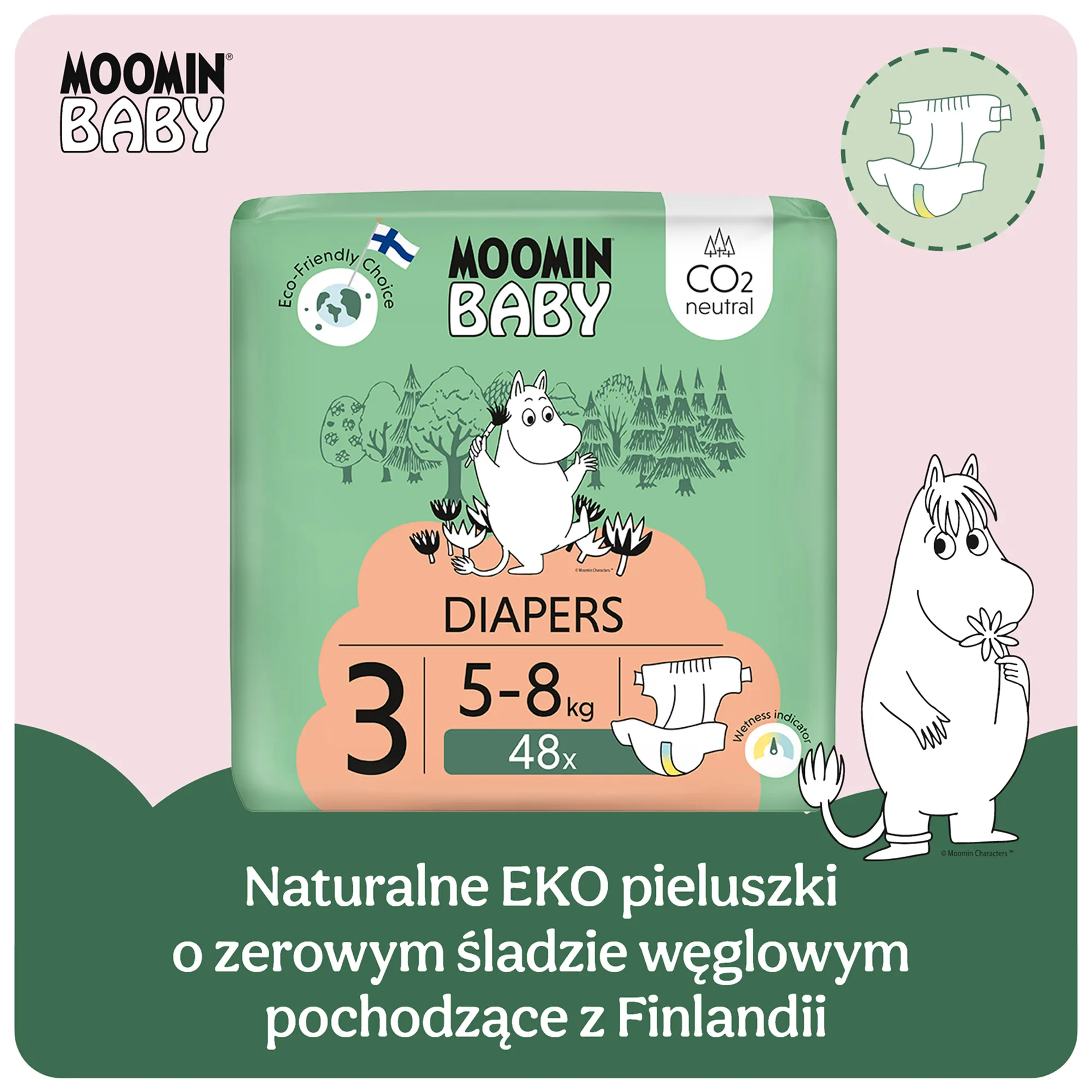 Moomin Baby 3 Midi pieluszki 5-8 kg 144 sztuki