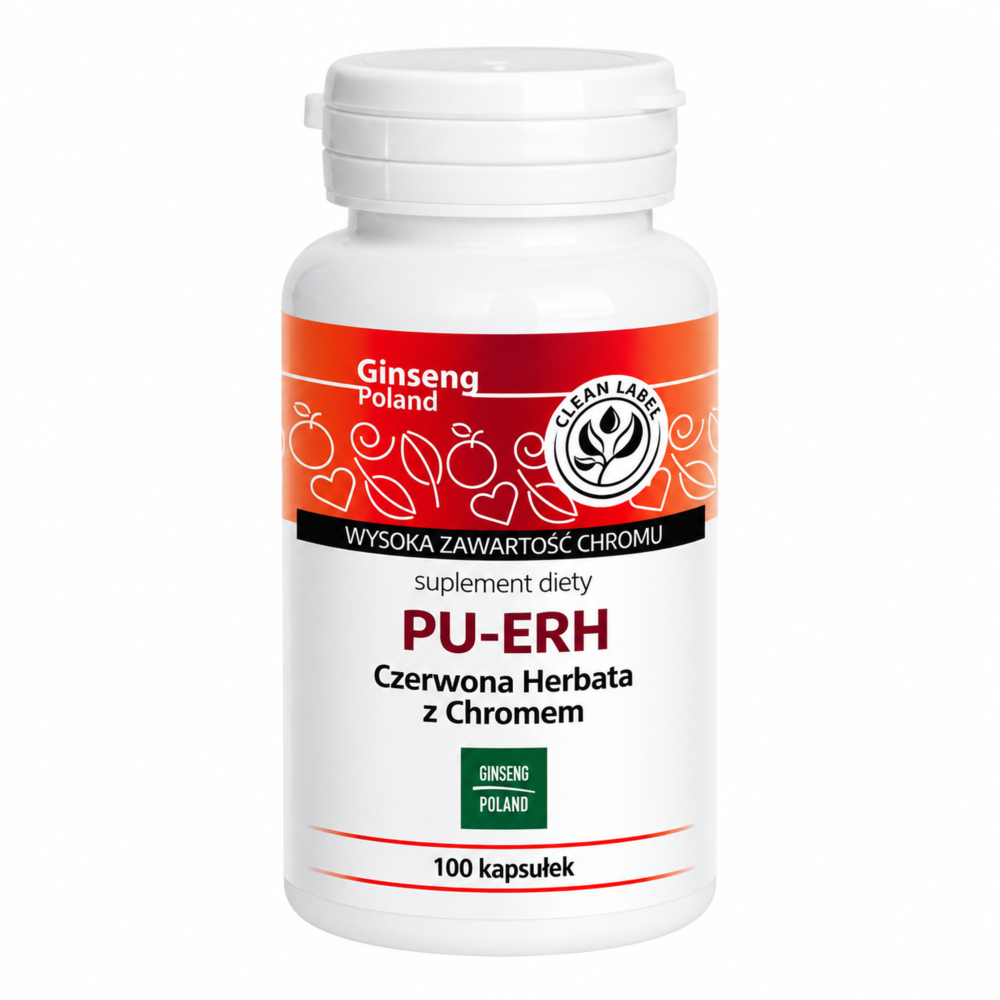 Ginseng Pu-Erh Czerwona herbata z chromem, 100 kapsułek zdjęcie