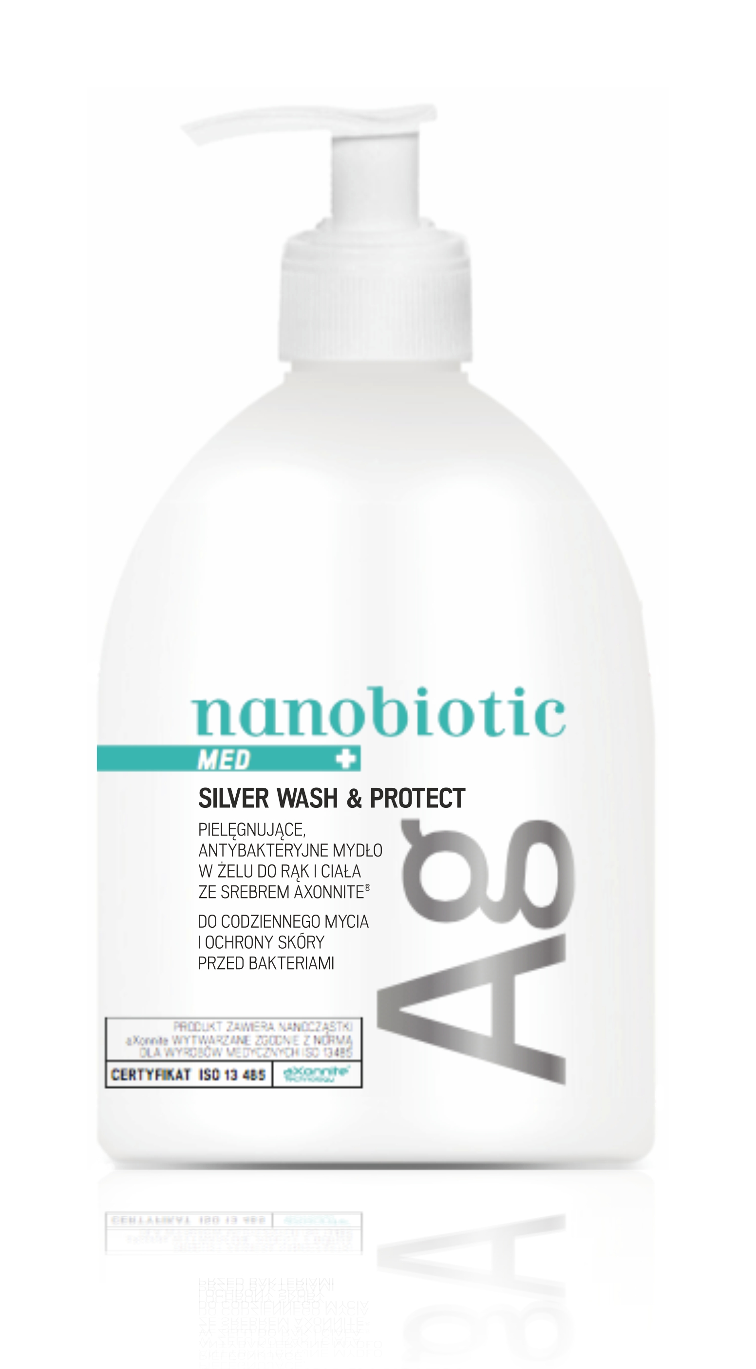 Nanobiotic Med+ Silver Wash&Protect Mydło w żelu do rąk i ciała. Mydło antybakteryjne, 500 ml zdjęcie