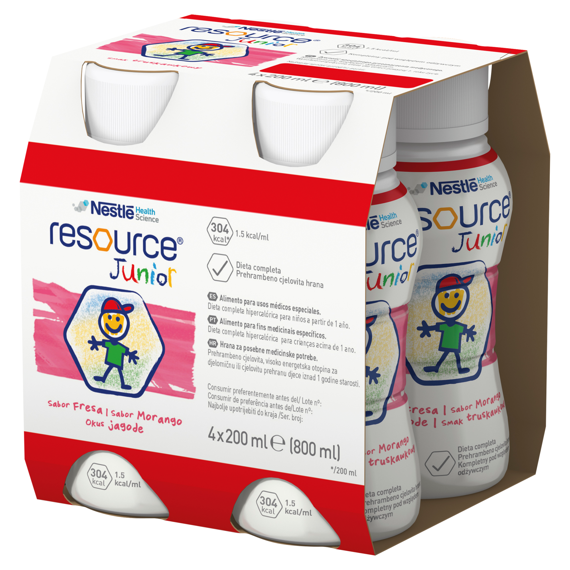 RESOURCE JUNIOR Smak truskawkowy - 4 x 200 ml Preparat odżywczy - cena, opinie, stosowanie  zdjęcie
