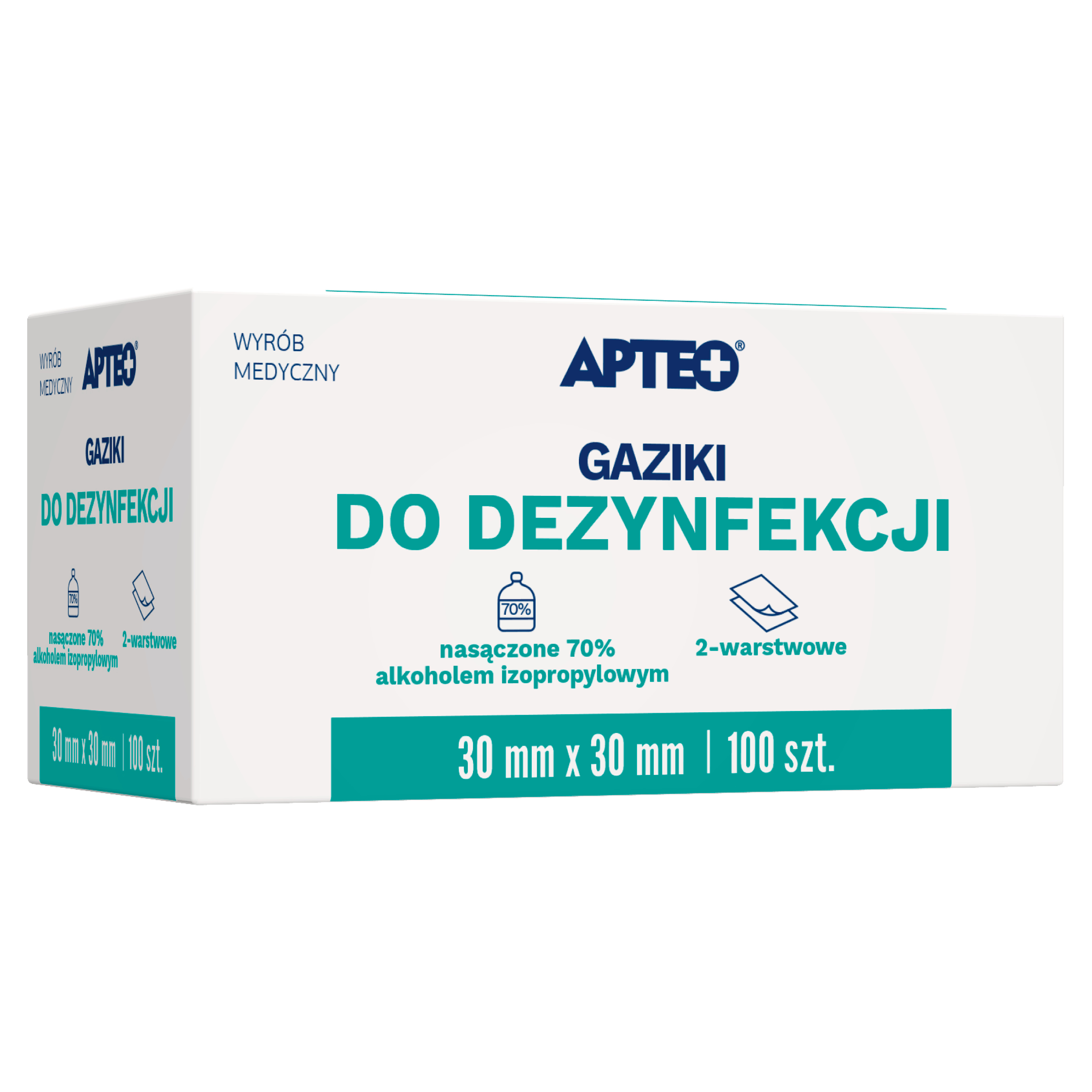 Apteo gaziki do dezynfekcji 30 mm x 30 mm 100 sztuk zdjęcie