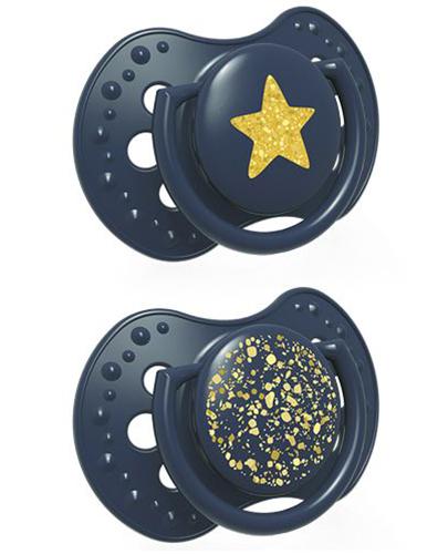 LOVI Smoczek silikonowy dynamiczny 0-3 m Stardust blue 22/892, 2 szt., cena, opinie, wskazania zdjęcie