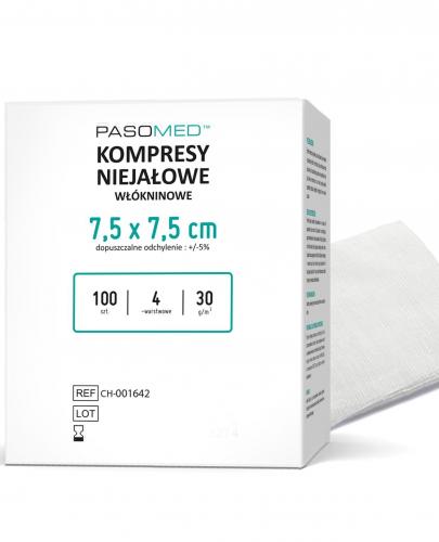 Pasomed Kompresy niejałowe włókninowe 4 warstwowe 7,5 x 7,5 cm 100 sztuk zdjęcie