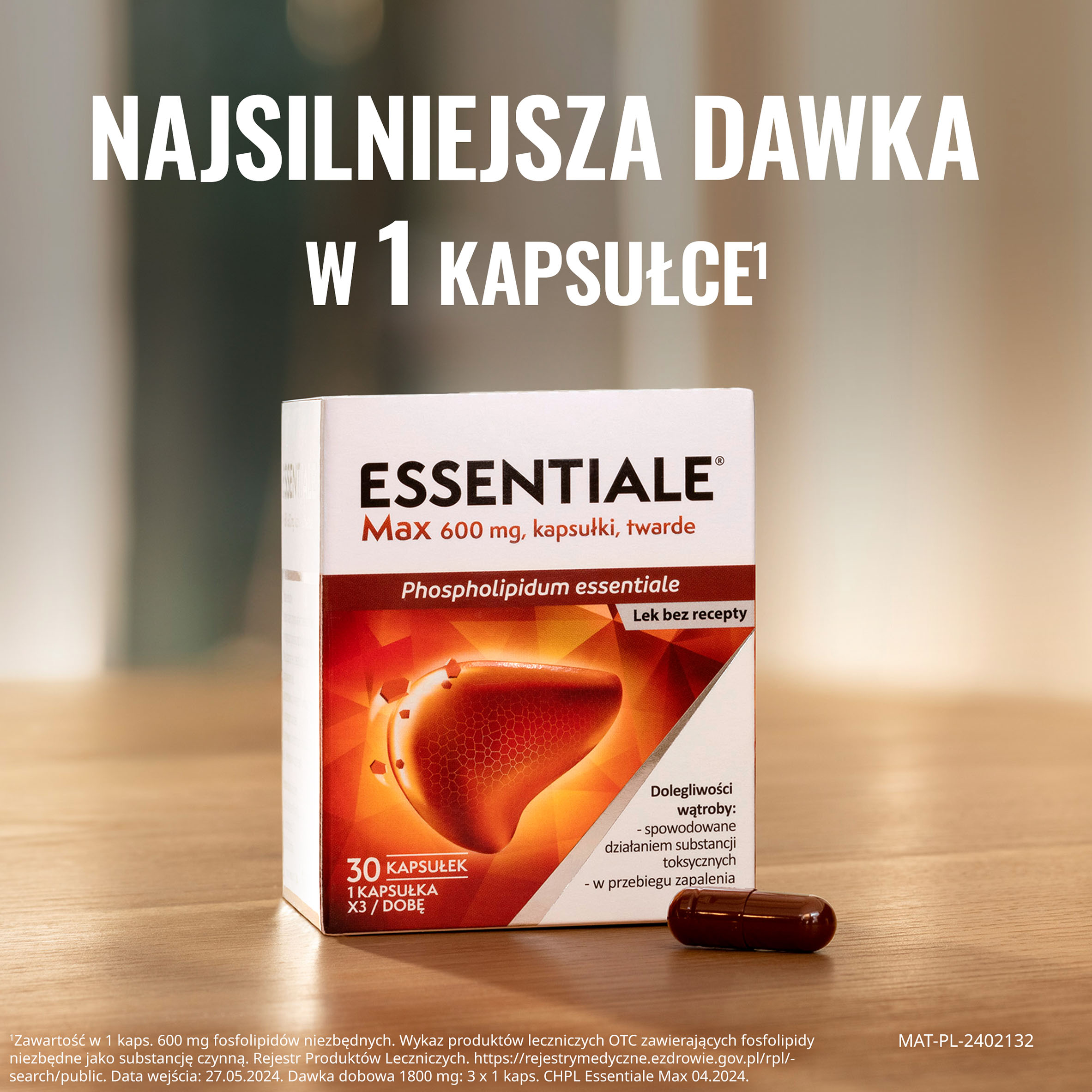 Essentiale Max 600 mg, kapsułki, 30 sztuk