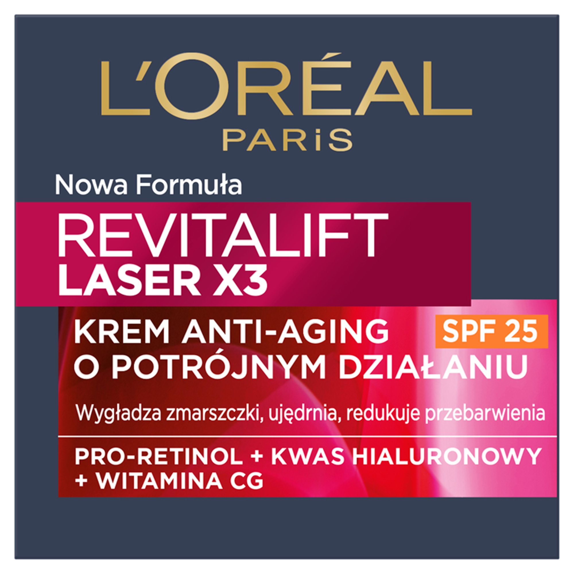 L'OREAL REVITALIFT LASER X3 40+ Krem Anti Age SPF20  - 50 ml - cena, opinie, właściwości zdjęcie