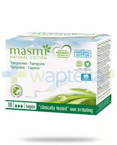 Masmi Organiczne tampony Super bez aplikatora 18 sztuk - 100% bawełny organicznej zdjęcie