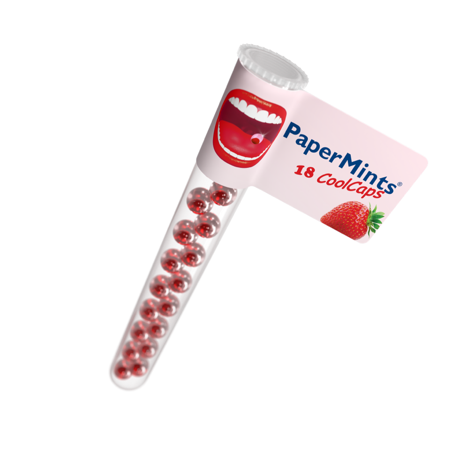 Paper Mints Cool Caps, truskawkowe kapsułki odświeżające oddech, bez cukru, 18 sztuk