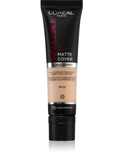 L'Oreal Infaillible Matte Cover 24h Długotrwały podkład matujący Warm Undertone 115, 30 ml zdjęcie