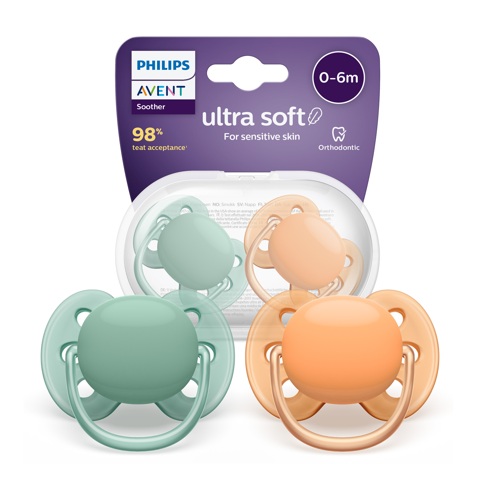 Avent Philips Ultra Soft Smoczek uspokajający 0-6m 2 sztuki [SCF091/03] zdjęcie