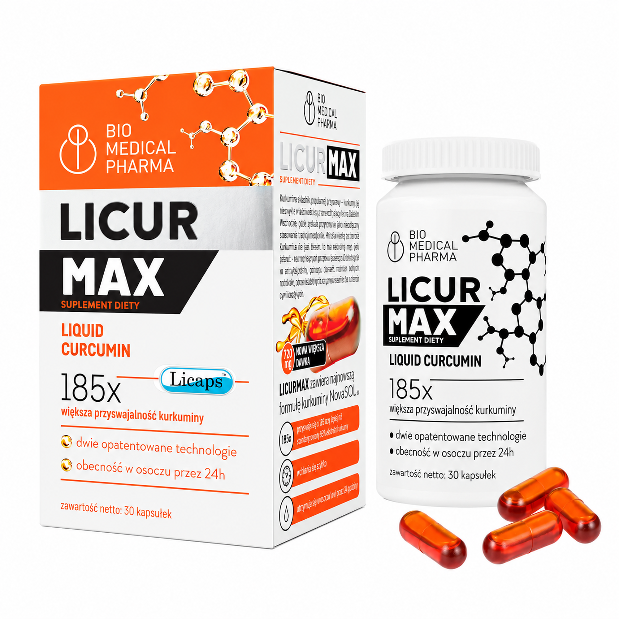 Bio Medical Pharma Licur Max płynna kurkumina, 30 kapsułek zdjęcie