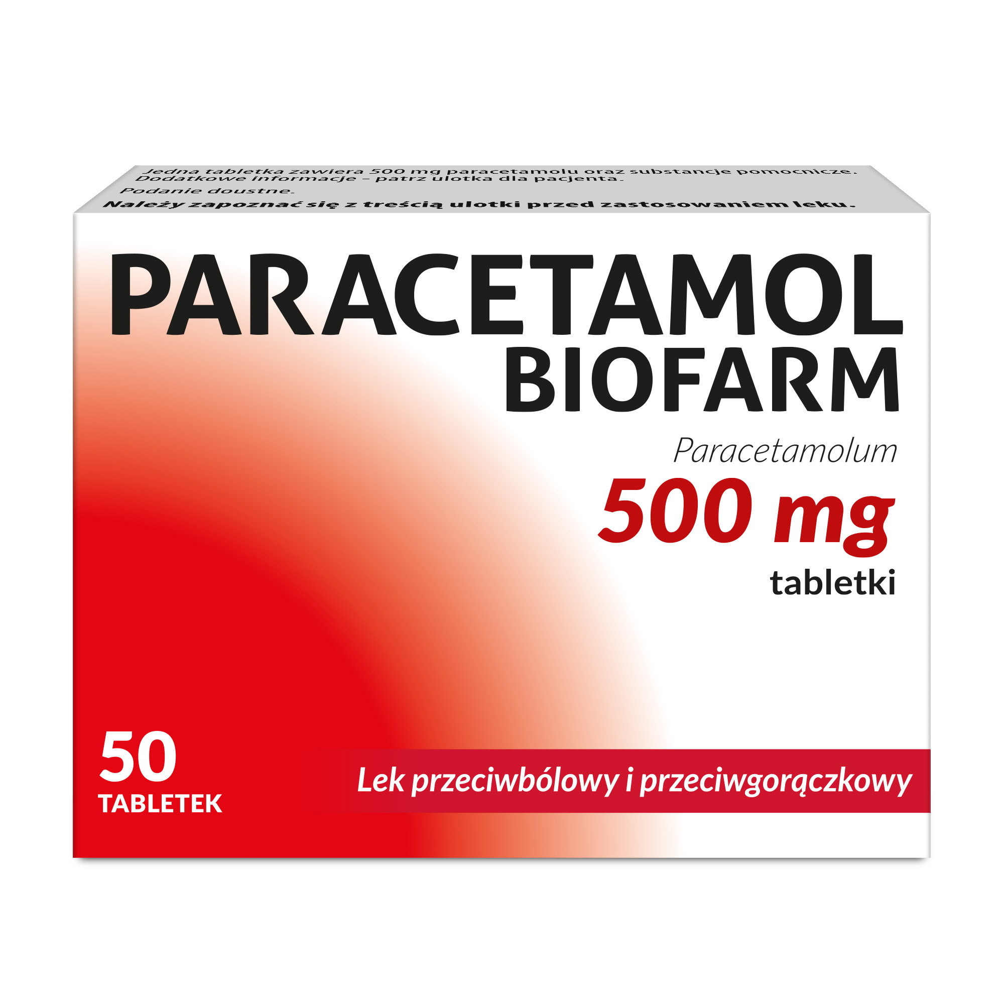 Paracetamol Biofarm, 500 mg, tabletki, 50 sztuk zdjęcie