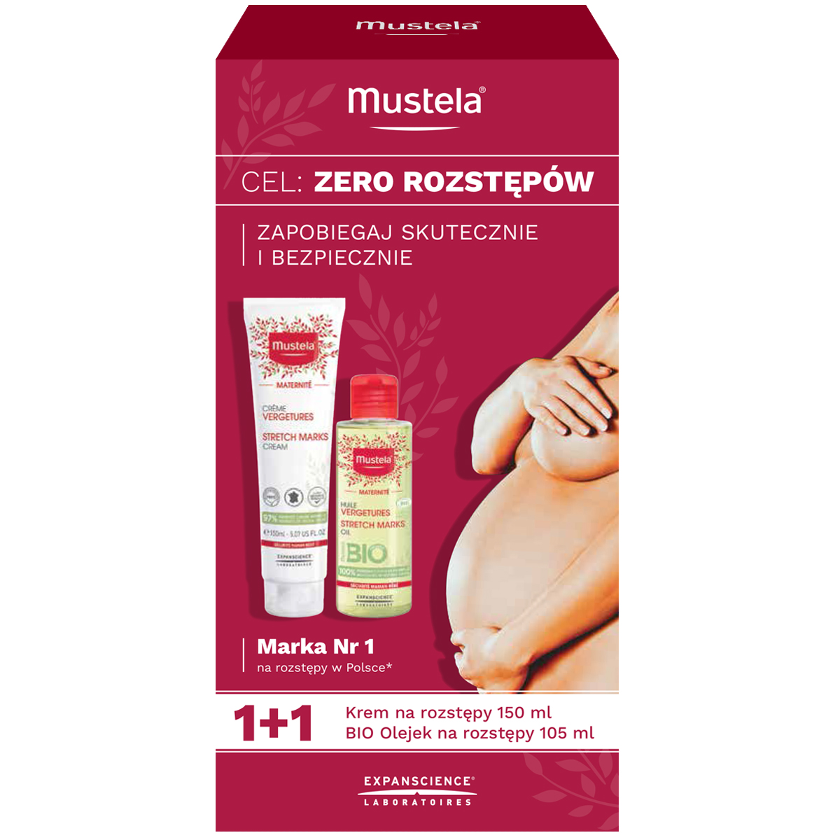 Mustela Zestaw Maternite Krem na rozstępy, 150 ml, BIO Olejek na rozstępy, 105 ml zdjęcie