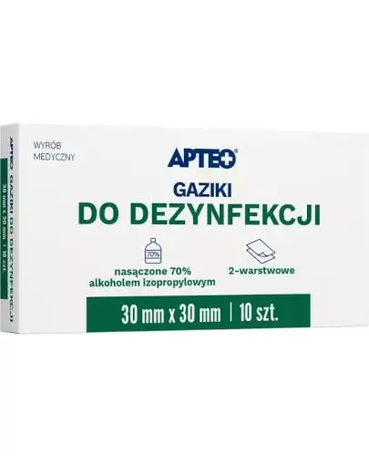 Apteo gaziki do dezynfekcji 30 mm x 30 mm 10 sztuk zdjęcie
