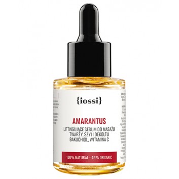 IOSSI Amarantus, Serum Liftingujące do masażu twarzy, szyi i dekoltu z bakuchiolem, witaminą C, 30 ml