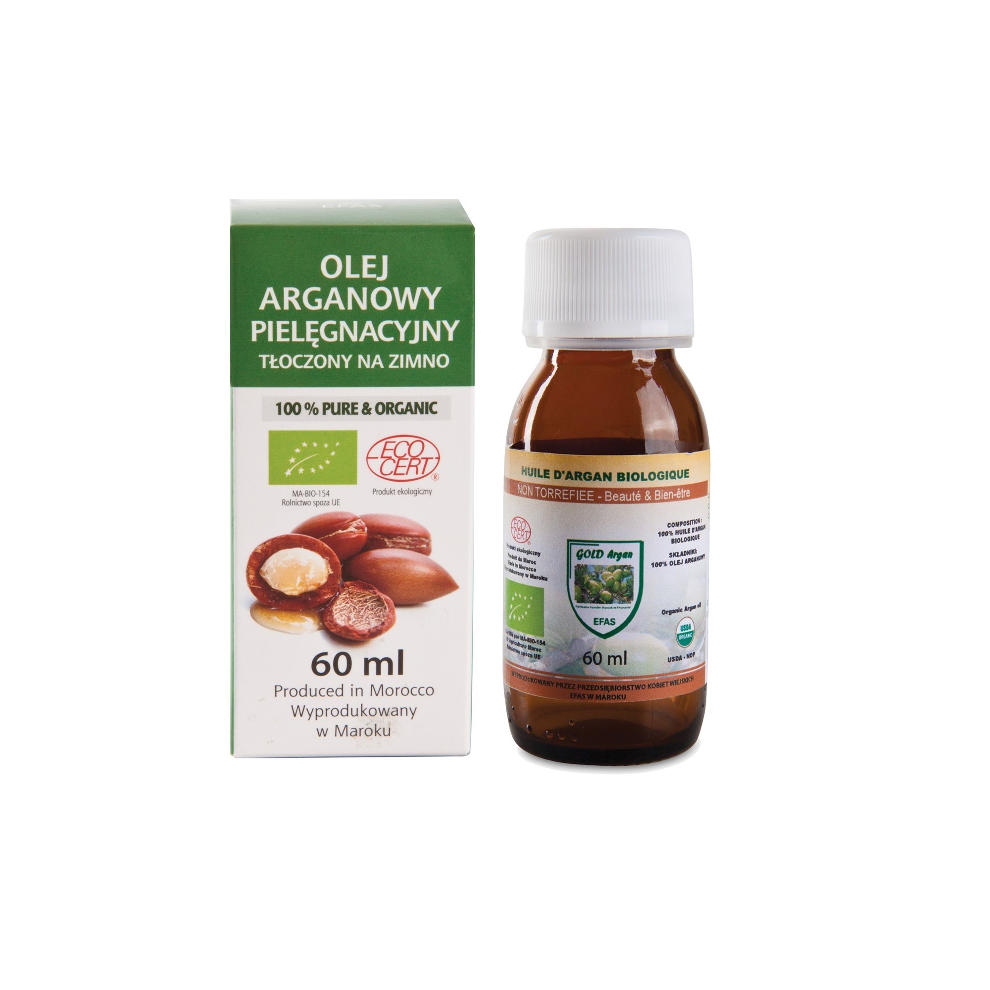 BIO Olej arganowy pielęgnacyjny, tłoczony na zimno, 60 ml zdjęcie