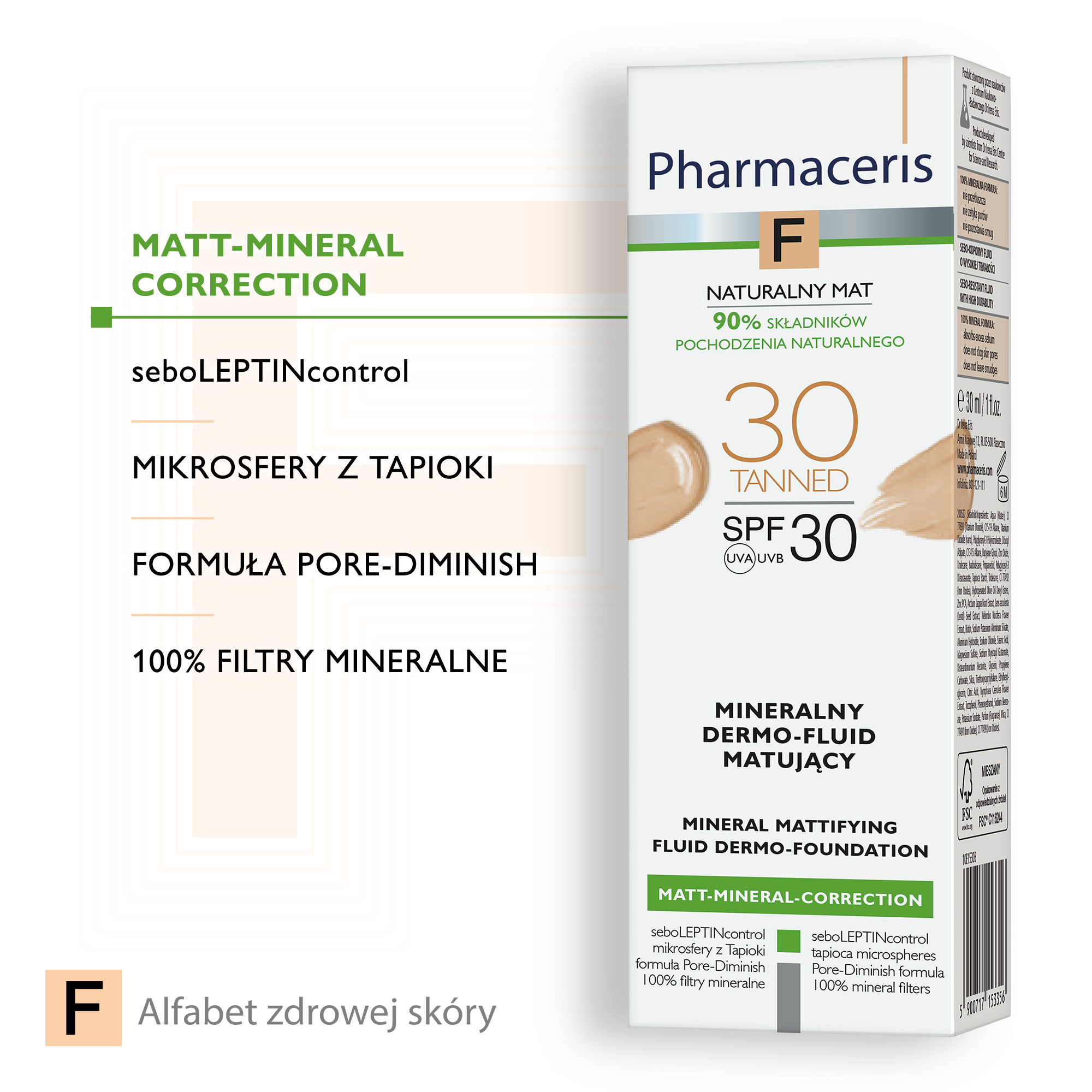 Pharmaceris F Mineralny dermo-fluid matujący Tanned 30, 30 ml 