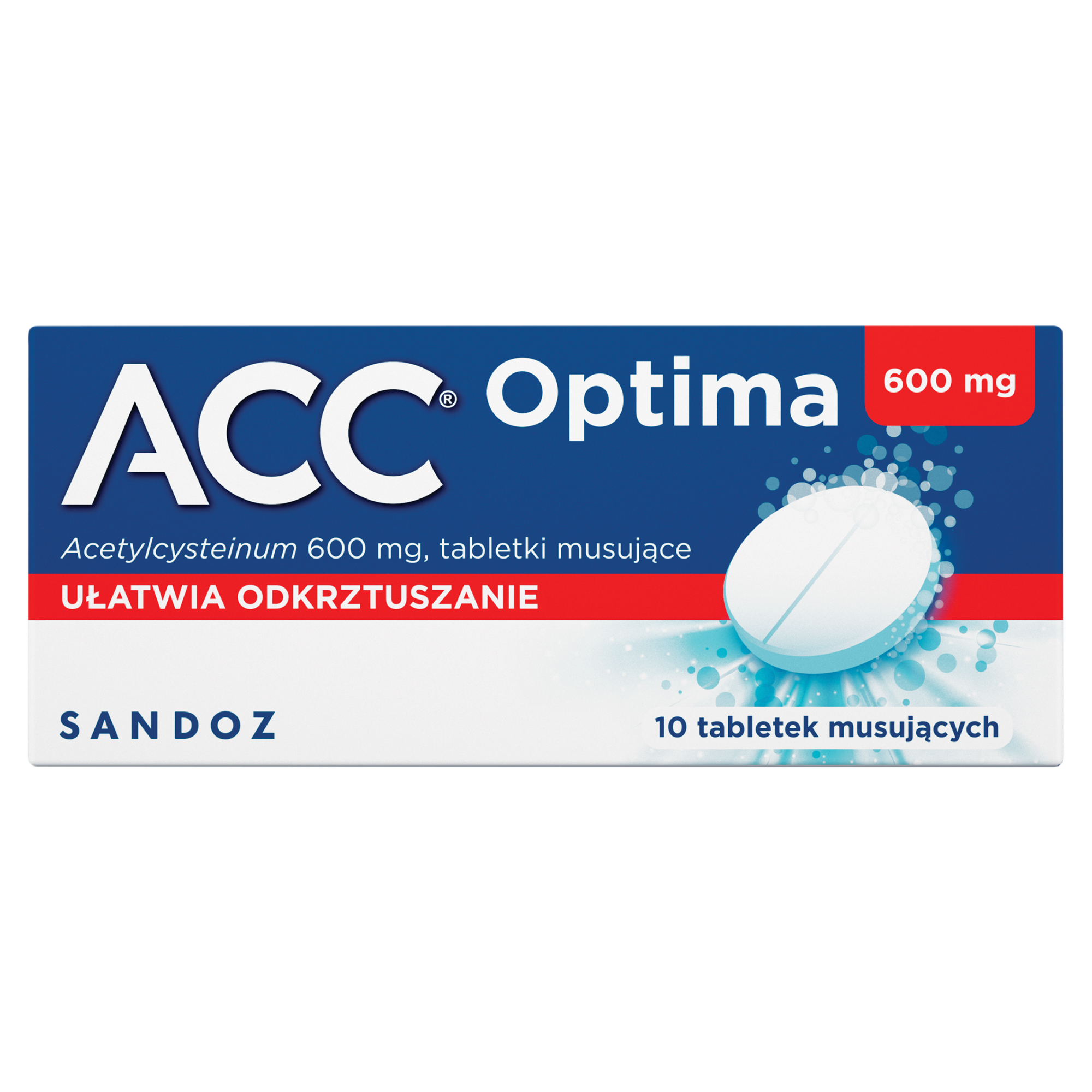 ACC Optima 600mg (Acetylcysteinum) 10 tabletek musujących zdjęcie
