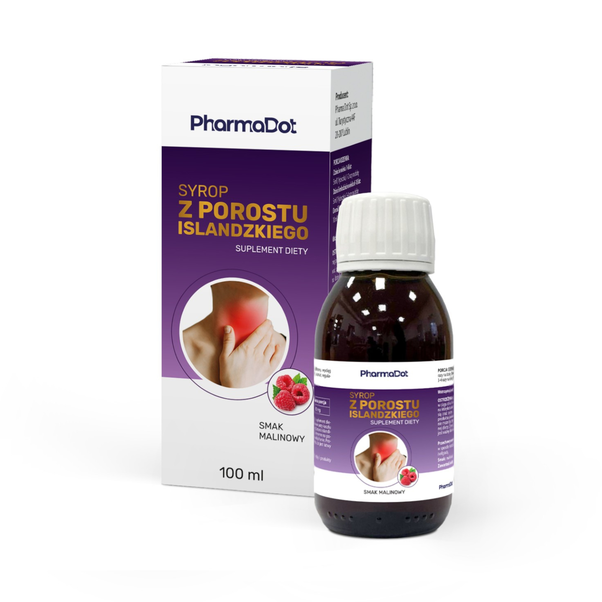 Syrop z Porostu Islandzkiego smak malinowy, 100 ml zdjęcie