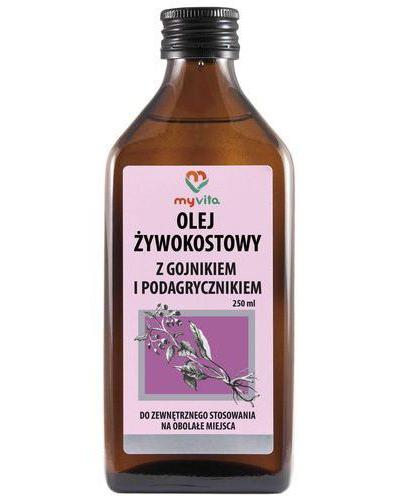 MyVita Olej żywokostowy z gojnikiem i podagrycznikiem, 250 ml, cena, opinie, stosowanie zdjęcie