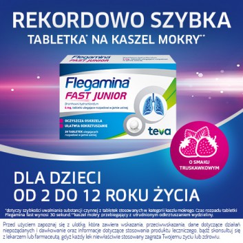 Flegamina Fast Junior 4 mg 20 tabletek ulegających rozpadowi w jamie ustnej