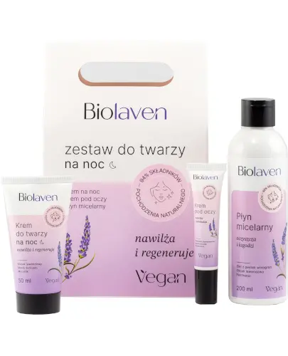 Biolaven Zestaw Do Twarzy Na Noc krem na noc 50 ml, krem pod oczy 15 ml, płyn micelarny 200 ml [zestaw] zdjęcie