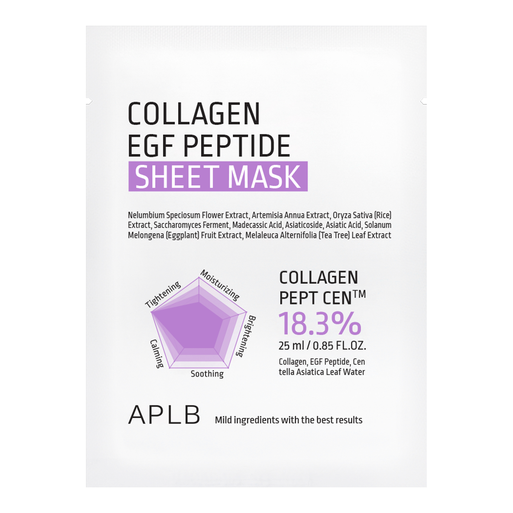 APLB Collagen EGF Peptide Sheet Mask, maska do twarzy w płachcie 25 ml