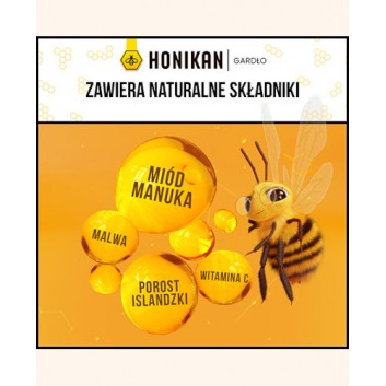 Honikan Gardło Pastylki do ssania smak cytrynowy dwufazowe, 16 sztuk