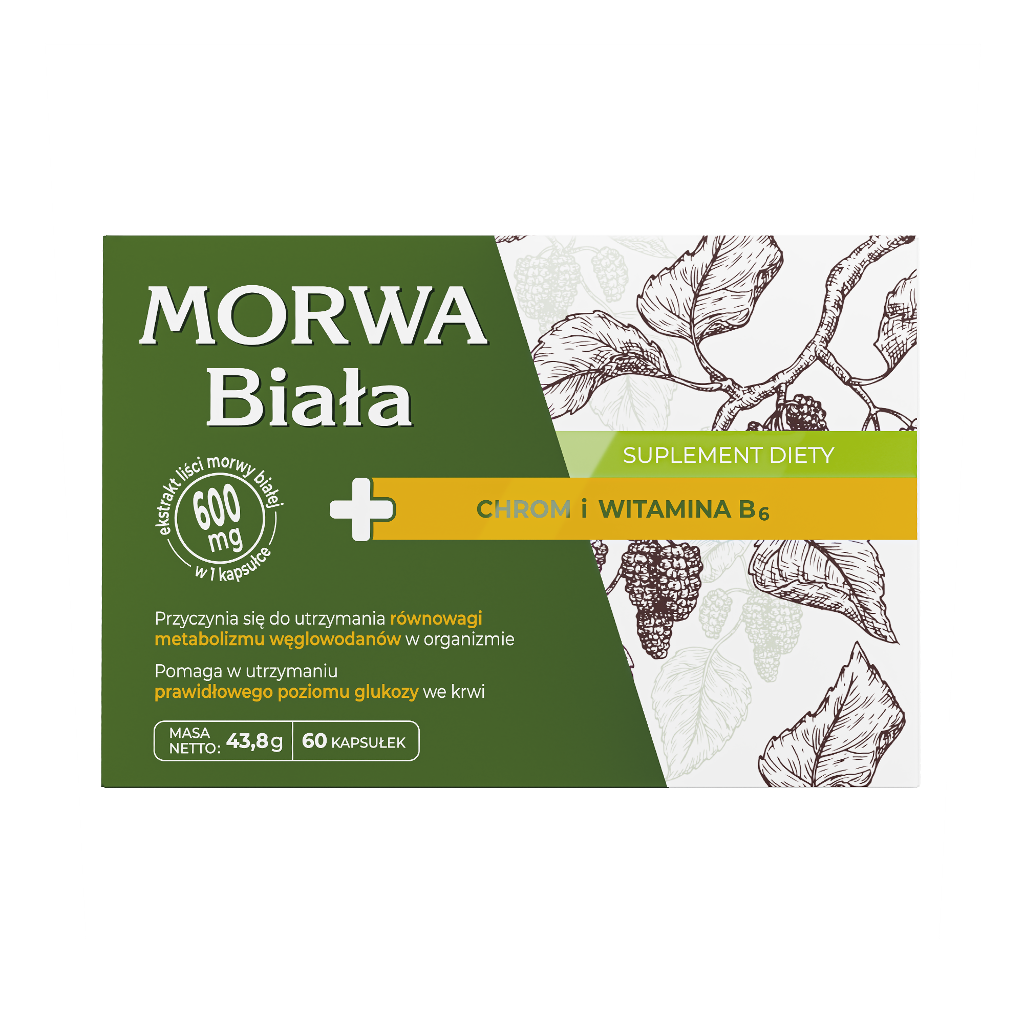 Morwa biała + chrom i witamina B6, kapsułki, 60 sztuk zdjęcie