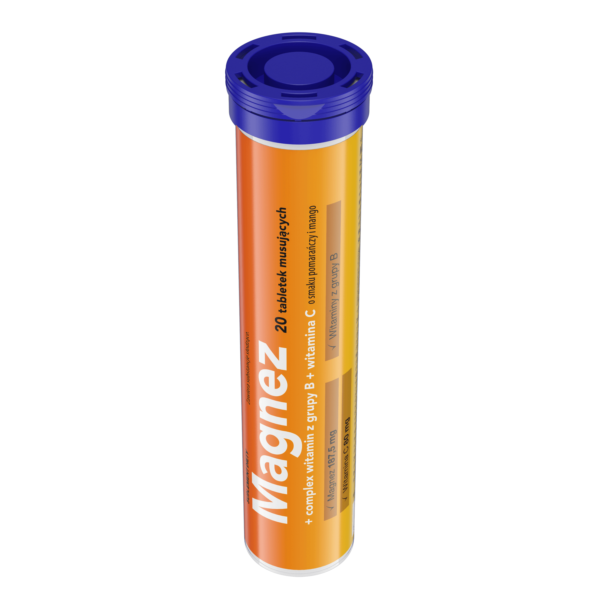 Magnez + complex witamin z grupy B + witamina C, 20 tabletek musujących