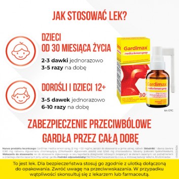 GARDIMAX MEDICA LEMON SPRAY Aerozol do stosowania w jamie ustnej  - 30 ml