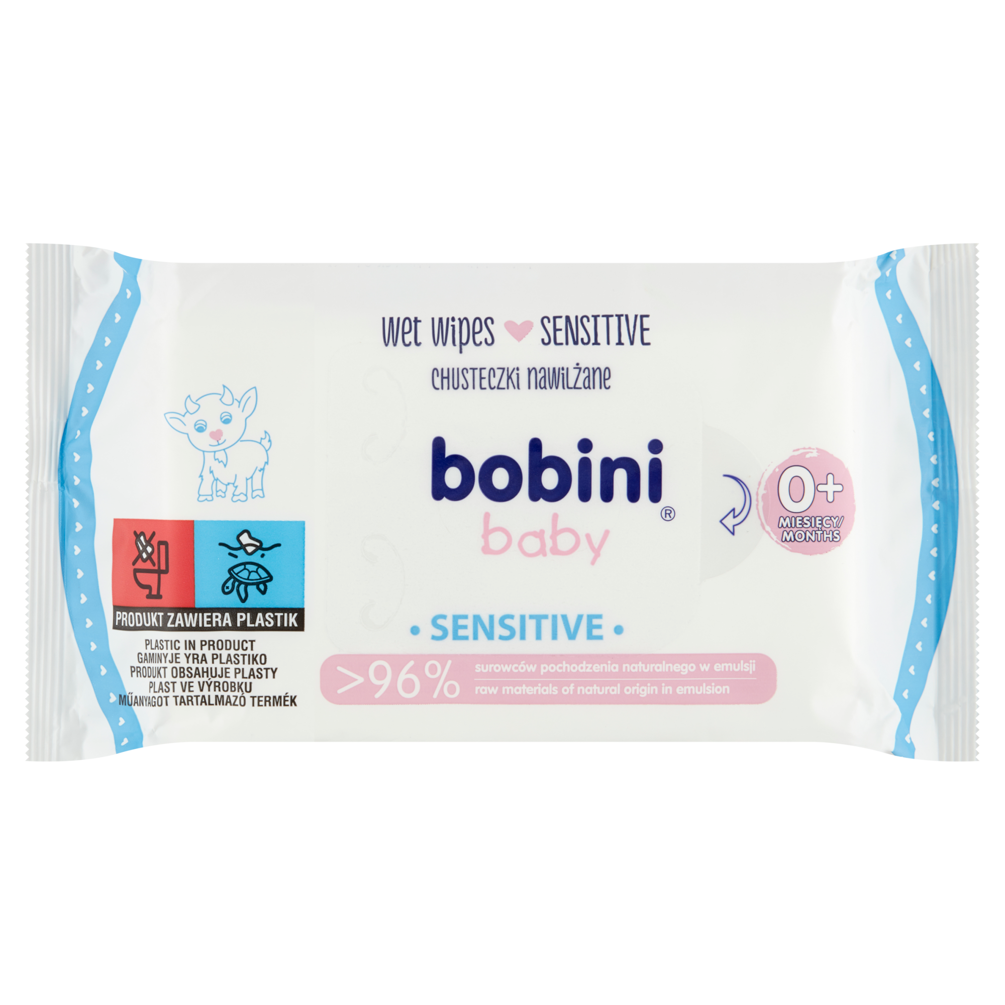 Bobini baby, wet wipes sensitive, chusteczki nawilżane, 60 sztuk zdjęcie