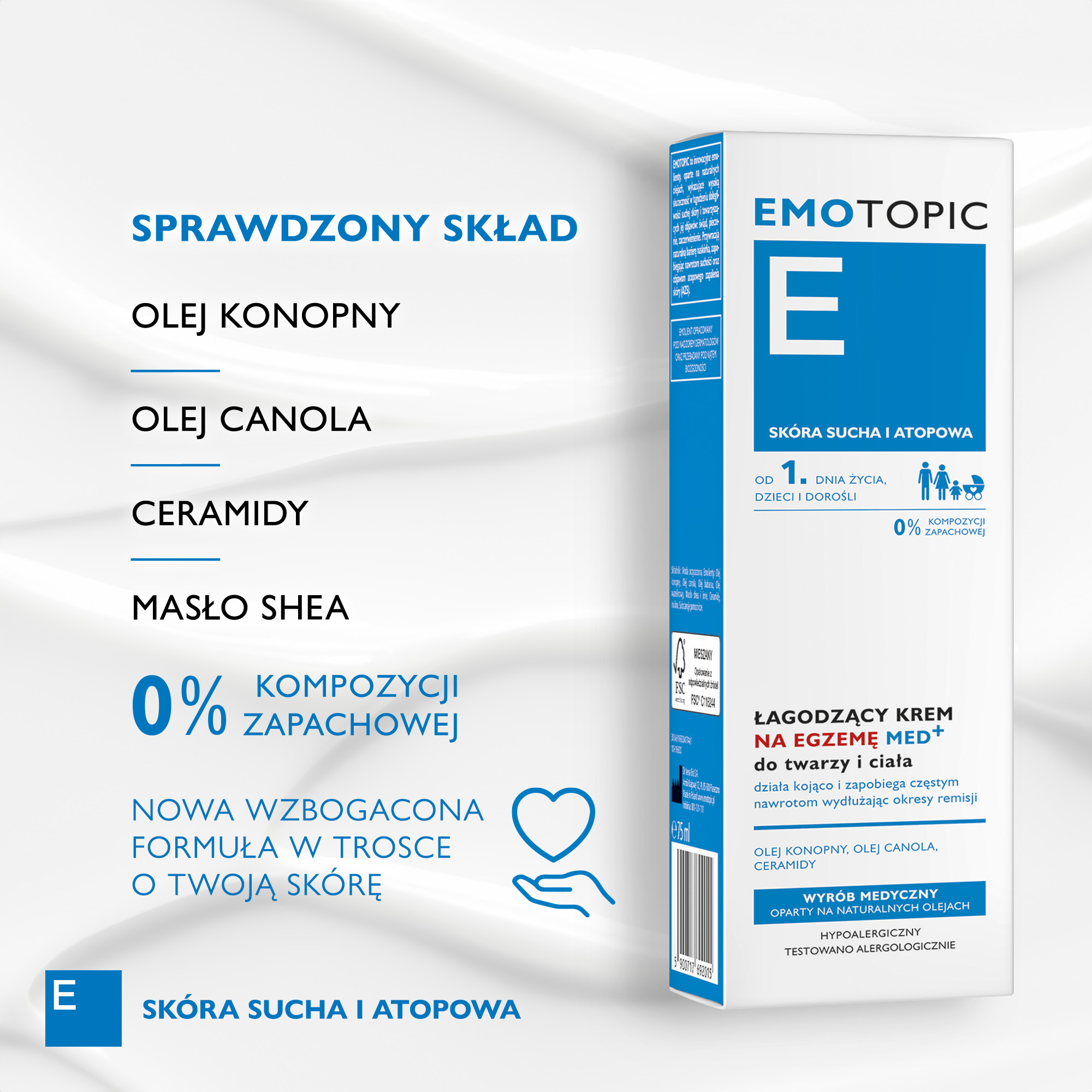Emotopic łagodzący krem na egzemę MED+ do twarzy i ciała 75 ml