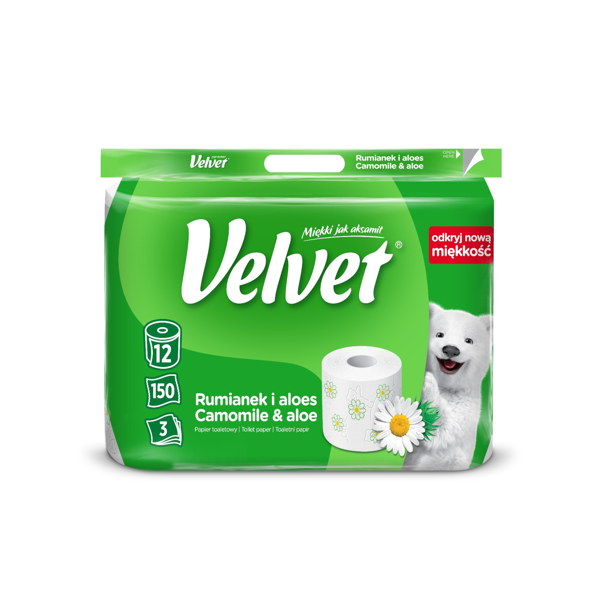 Velvet Care, papier toaletowy, Camomile&Aloe, 12 sztuk zdjęcie