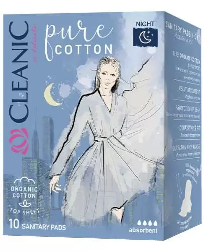 Cleanic Pure Cotton Night podpaski higieniczne 10 sztuk zdjęcie