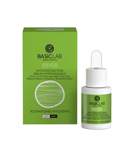 Basiclab Esteticus Antyoksydacyjne Serum wyrównujące z witaminą C 3 - O - Ethyl Ascorbic Acid 15 % prebiotykiem i filtratem z wody ryżowej, 15 ml, cena, opinie, skład zdjęcie