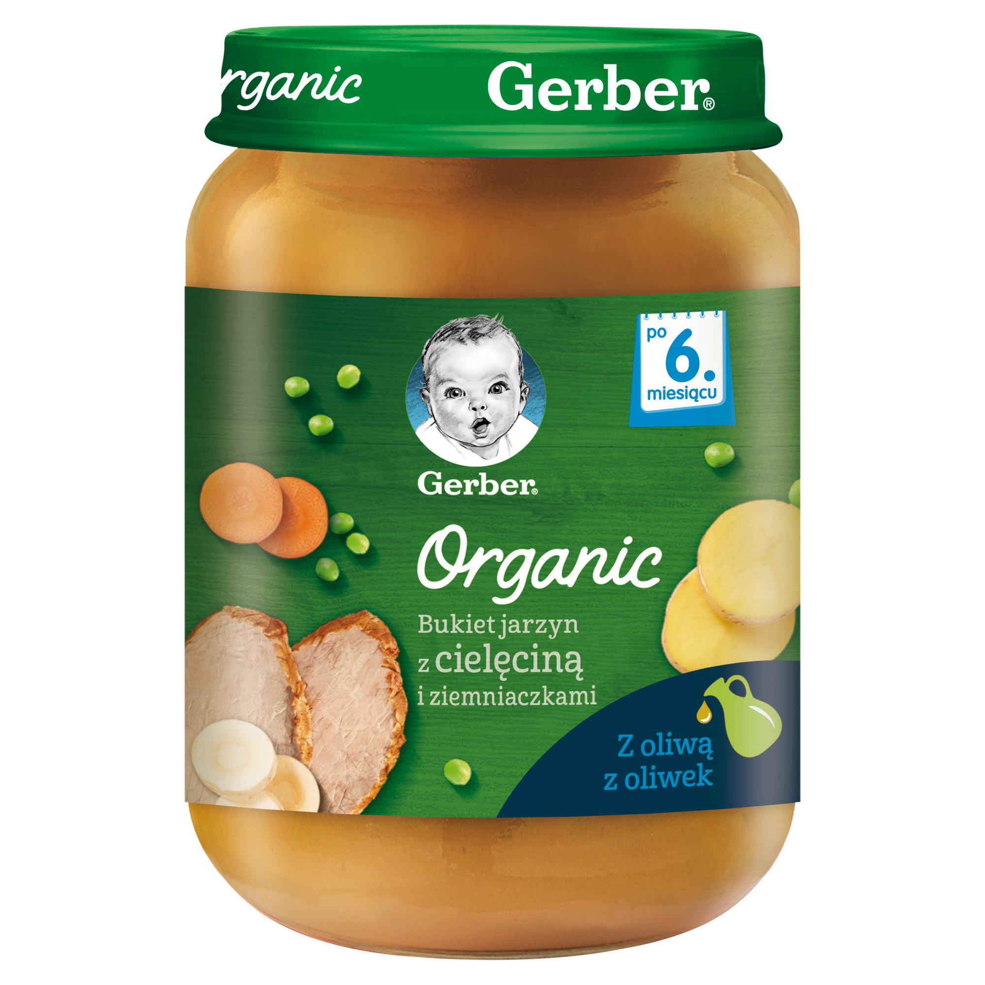 Gerber Organic Obiadek bukiet jarzyn z cielęciną i ziemniaczkami po 6. miesiącu, 190 g