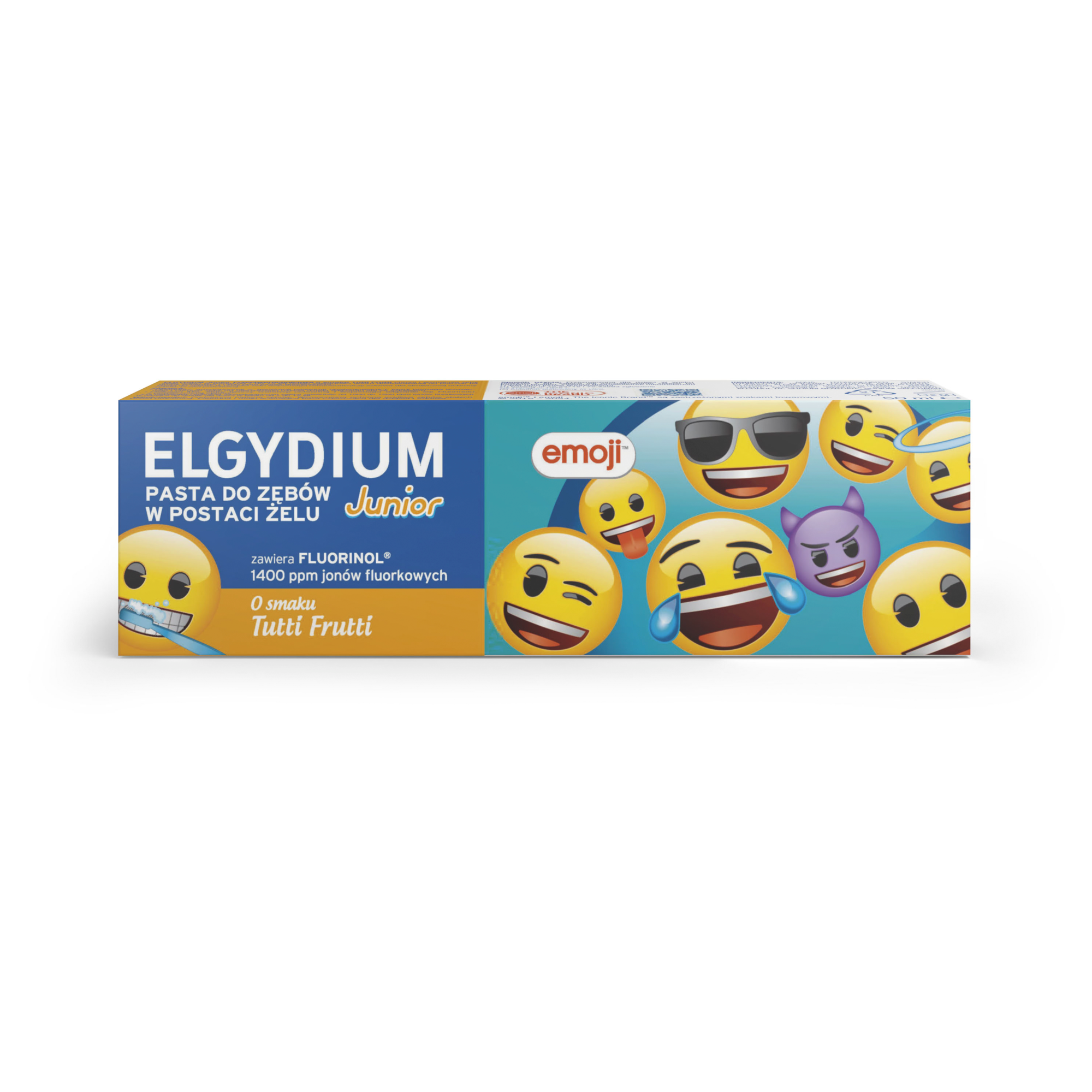 Elgydium Emoji Junior Tutti Frutti Pasta do zębów dla dzieci 7-12 lat, 50 ml cena, opinie, skład zdjęcie