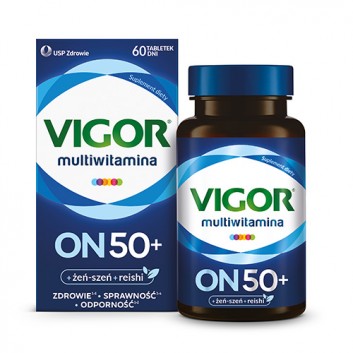 Vigor multiwitamina ON 50+ zestaw witamin i minerałów z żeń-szeniem i reishi, tabletki, 60 sztuk