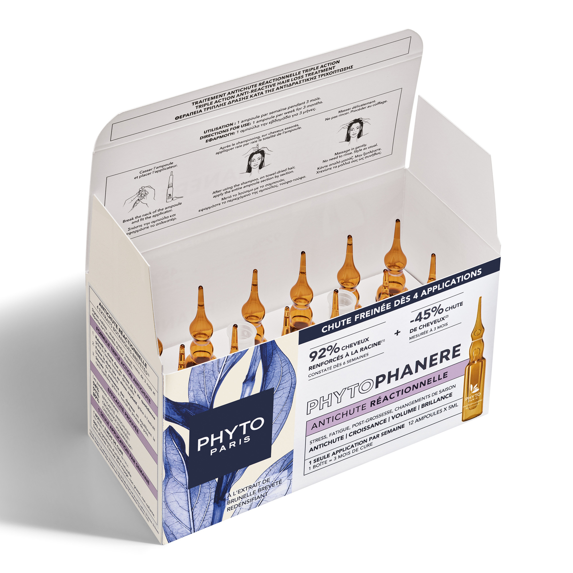 Phyto, Phytophanere, kuracja przeciw reakcyjnemu wypadaniu włosów, ampułki, 12 ml x 12 sztuk