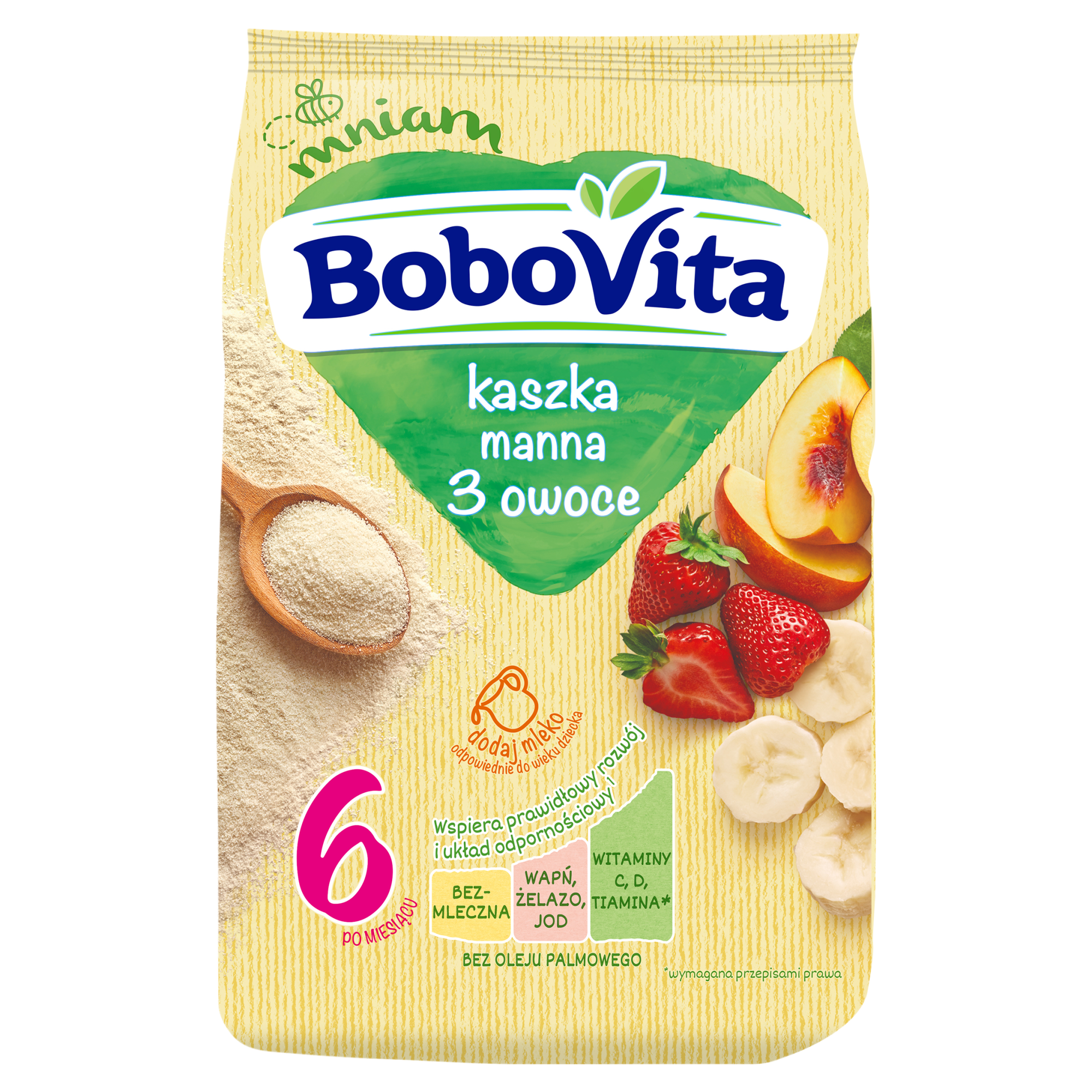 BOBOVITA Kaszka manna o smaku owocowym po 6 m-cu - 180 g zdjęcie