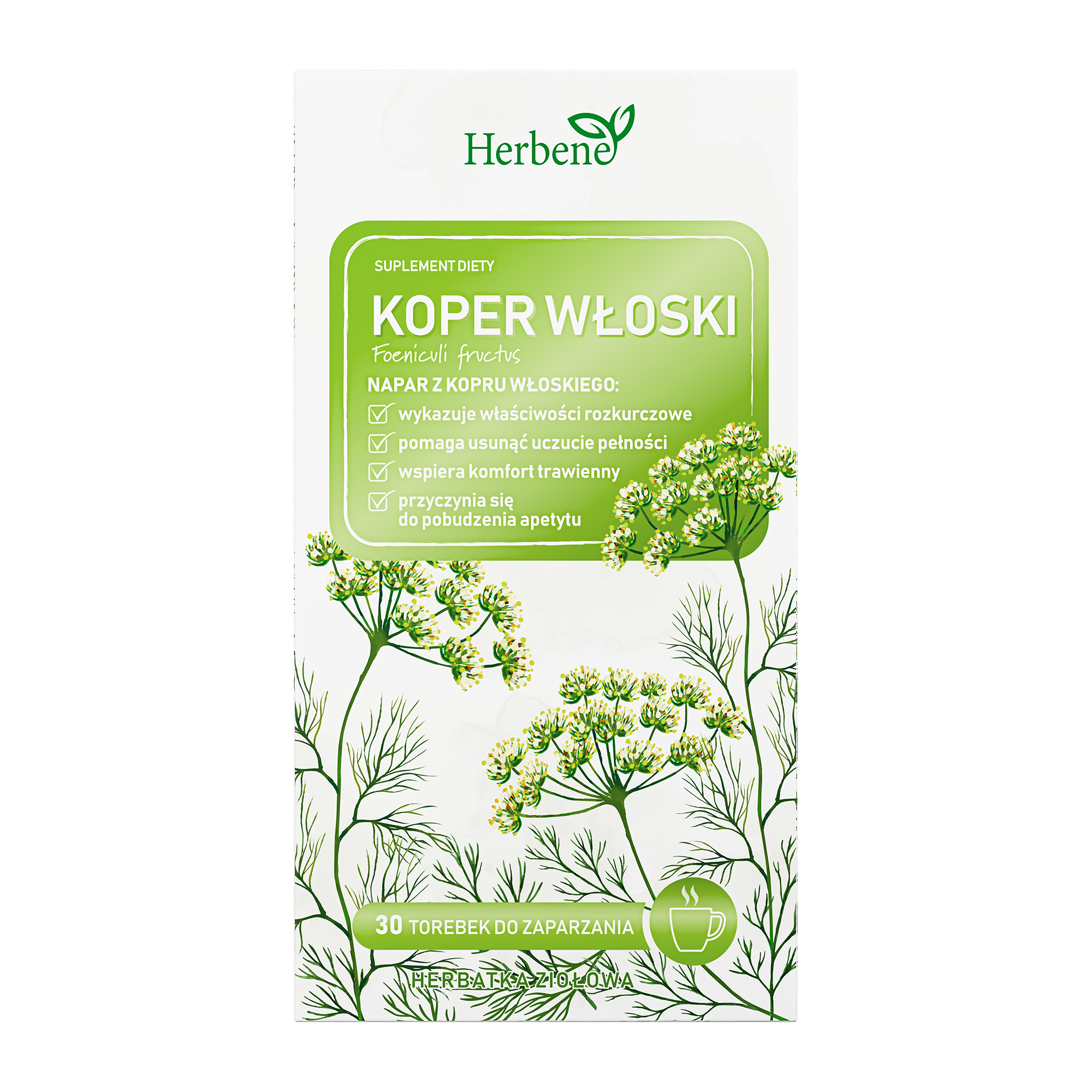 Herbene, Koper włoski, torebki do zaparzania, 30 sztuk