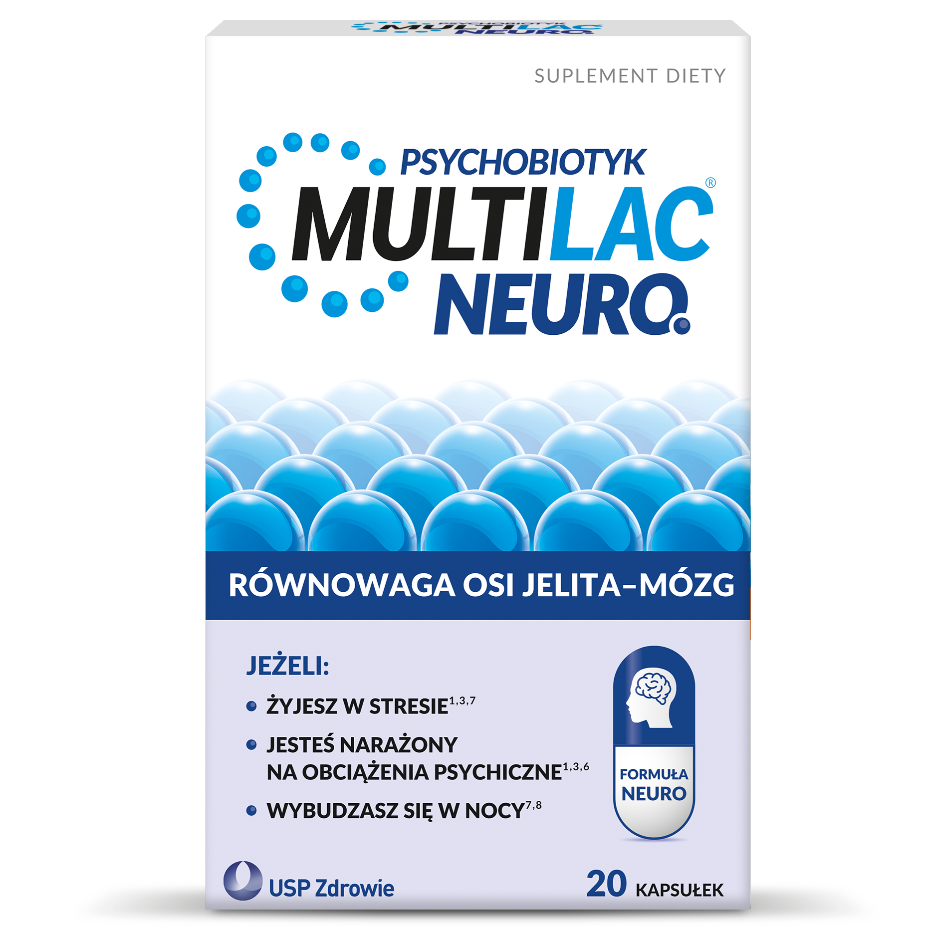 Multilac Neuro, Psychobiotyk, równowaga osi jelita-mózg, 20 kapsułek zdjęcie