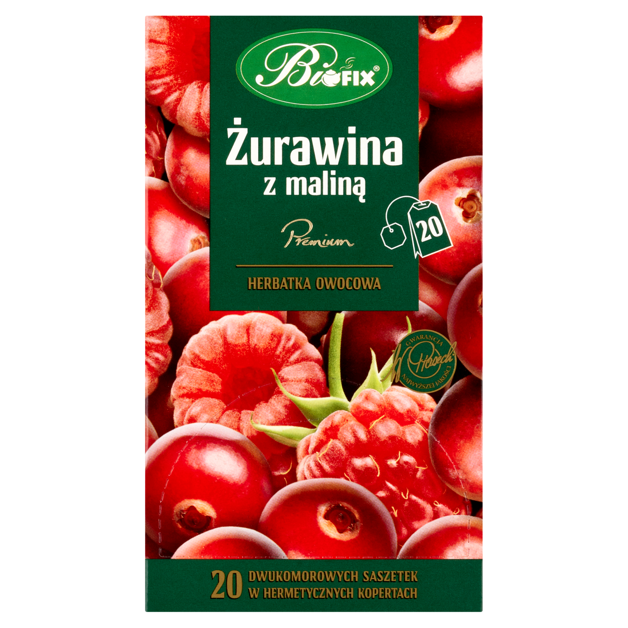 Bi Fix Premium żurawina z maliną herbatka owocowa, saszetki, 20 sztuk zdjęcie