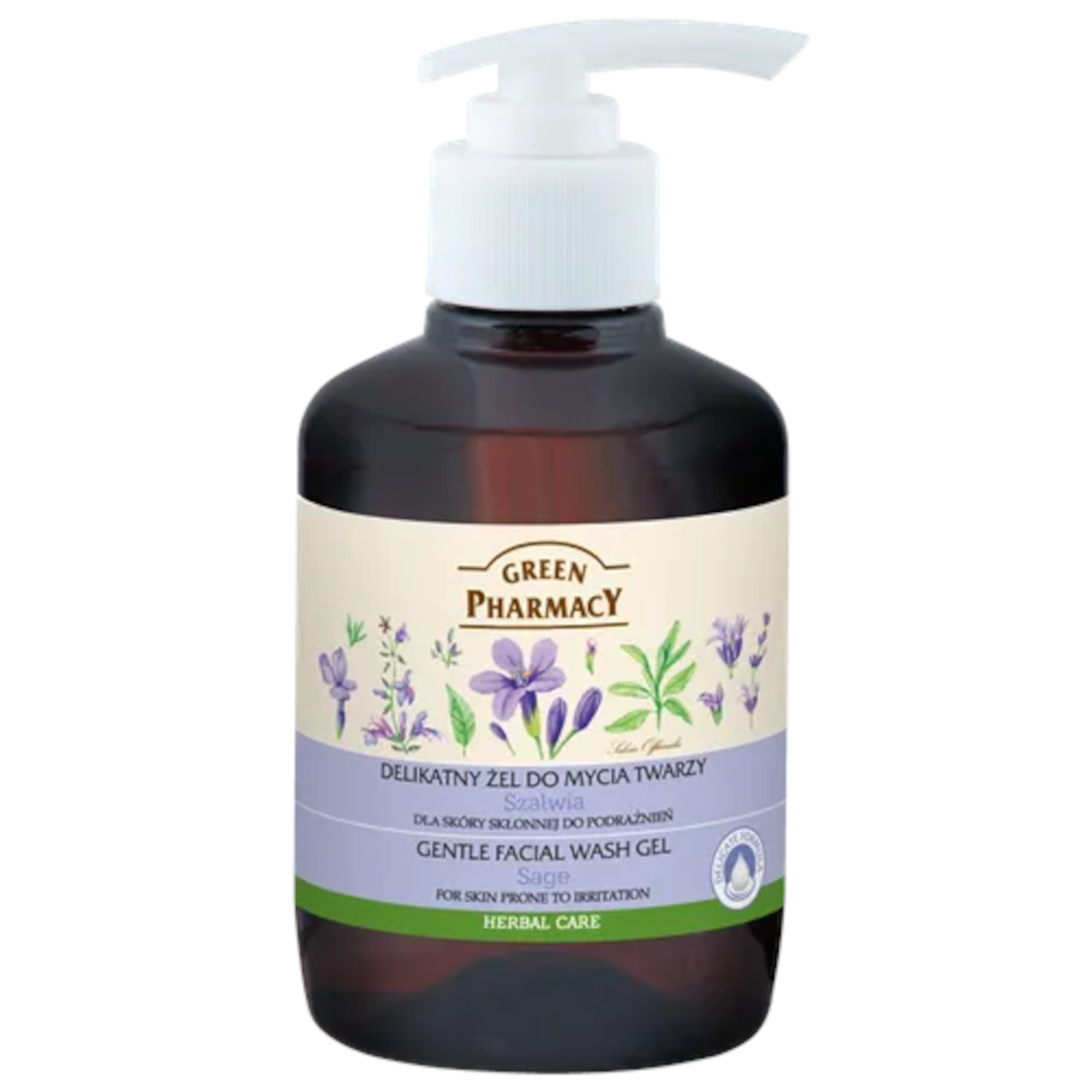 Green Pharmacy Herbal Care Delikatny żel do mycia twarzy dla skóry ze skłonnością do podrażnień Szałwia, 270 ml