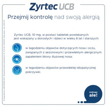 Zyrtec UCB 10 mg 10 tabletek powlekanych