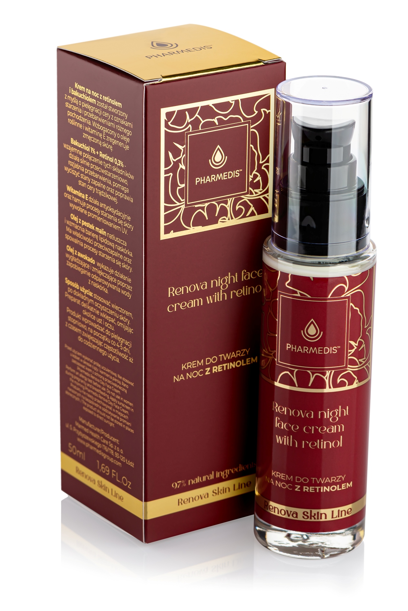 Pharmedis Renova Night Face Cream With Retinol, Krem do twarzy na noc z retinolem i bakuchiolem, 50 ml zdjęcie