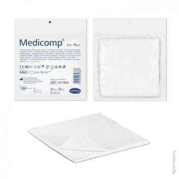 Hartmann Medicomp Kompresy z włókniny 10 cm x 10 cm, 10 sztuk