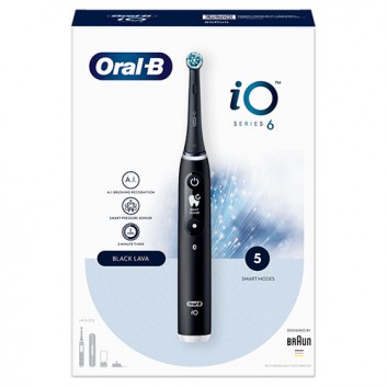 Oral-B iO Series 6 Black Lava Szczoteczka elektryczna z technologią magnetyczną iO, 1 sztuka
